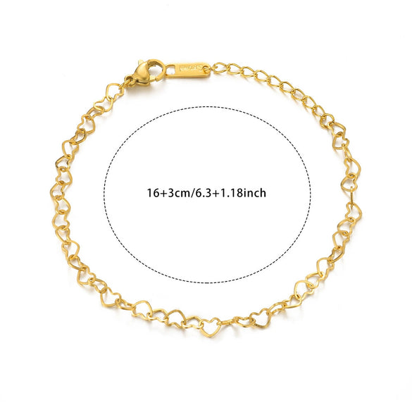 Jewelry Double Layer Anklet Stainless Steel Leaves Pattern Women's