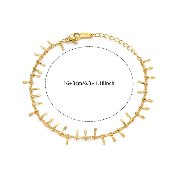 Jewelry Double Layer Anklet Stainless Steel Leaves Pattern Women's