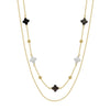 Jewelry Double Layer Star Four Leaf Clover Shell O Word Chain Necklace Silver Electroplated For Women