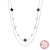 Jewelry Double Layer Star Four Leaf Clover Shell O Word Chain Necklace Silver Electroplated For Women