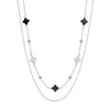 Jewelry Double Layer Star Four Leaf Clover Shell O Word Chain Necklace Silver Electroplated For Women