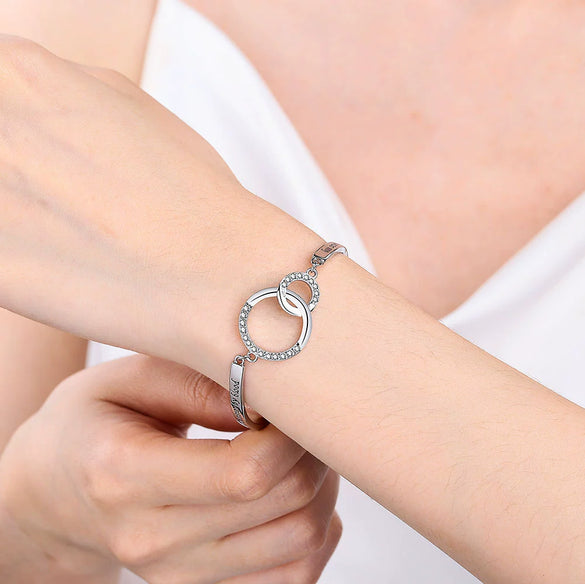 Jewelry Doublering Engraving Zircon Copper Geometric Electroplated Bracelet For Women