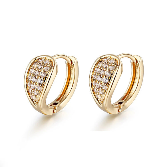 Jewelry Ear Buckle Double Row Flash Diamond Earrings Women's Natural Geometric Style Electroplated