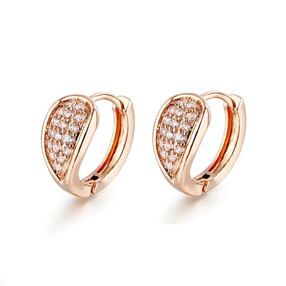 Jewelry Ear Buckle Double Row Flash Diamond Earrings Women's Natural Geometric Style Electroplated
