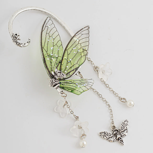 Jewelry Earring Alloy Resin Imitation Pearl Acrylic Forest Style Elf Ear Tassel Butterfly Outline