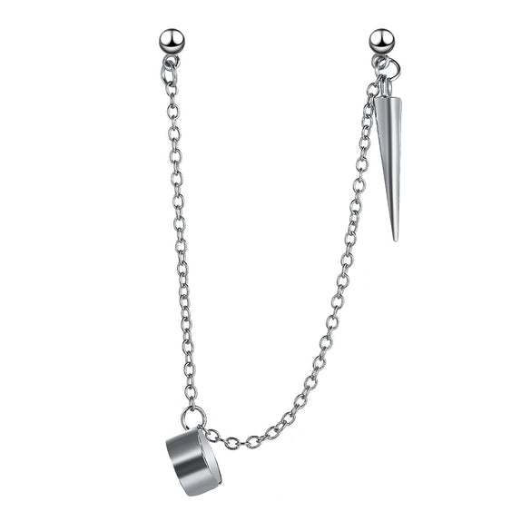 Jewelry Earrings Alloy Silver Vintage Creative Simple Pointed Cone Long Chain Electroplated