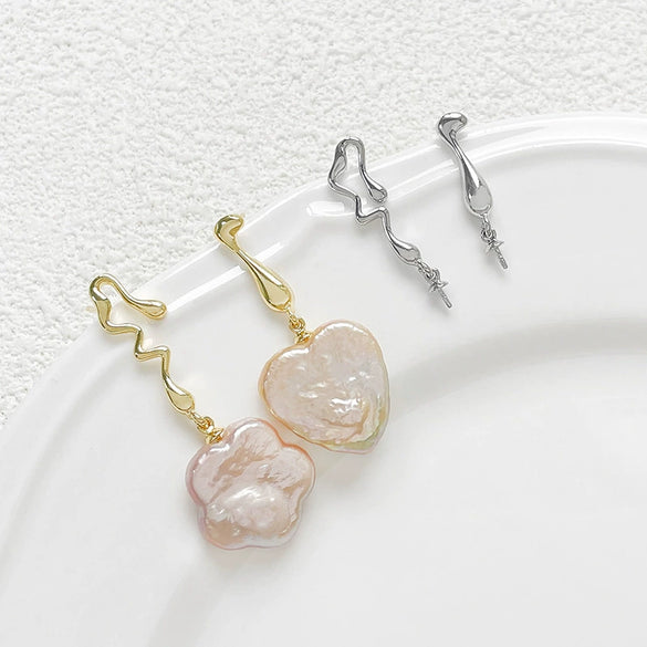 Jewelry Earrings Copper Baroque Irregular Lines Electroplated Handmade