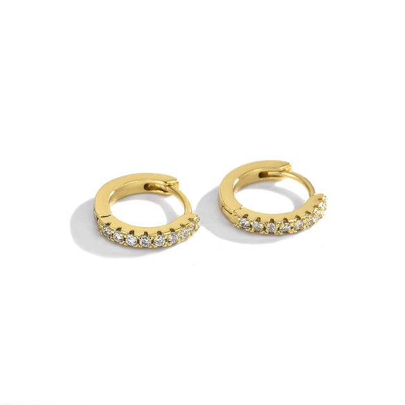 Jewelry Earrings Copper Geometric Circle Micro Inlay Single Row Zircon Electroplating For Women