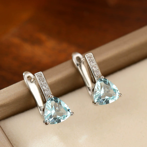Jewelry Earrings Copper Geometric Electroplated Water Droplets Zircon Topaz