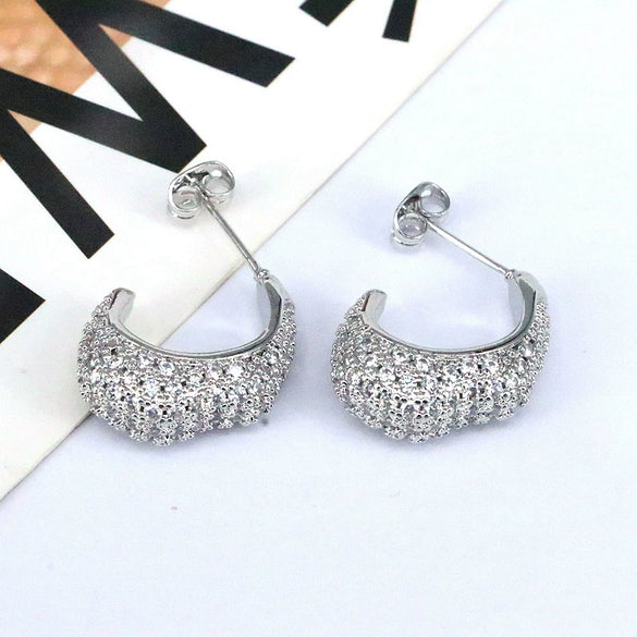 Jewelry Earrings Copper Geometric Inlaid Zircon Retro Highend Ins Style For Women