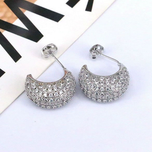 Jewelry Earrings Copper Geometric Inlaid Zircon Retro Highend Ins Style For Women