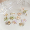 Jewelry Earrings Hair Accessories Resin Handmade With Gold Foil Inlaid Sweet Fresh Fairy Flower Pattern