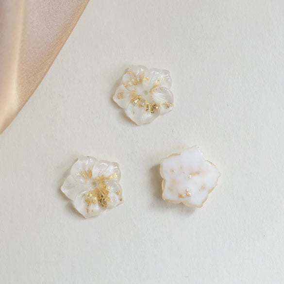 Jewelry Earrings Hair Accessories Resin Handmade With Gold Foil Inlaid Sweet Fresh Fairy Flower Pattern