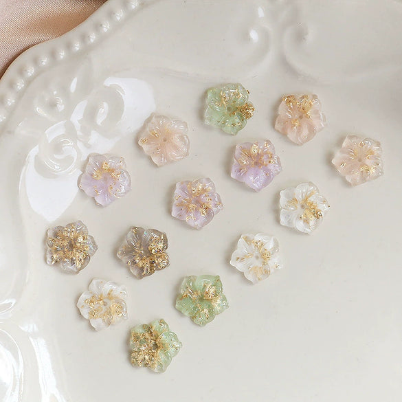 Jewelry Earrings Hair Accessories Resin Handmade With Gold Foil Inlaid Sweet Fresh Fairy Flower Pattern
