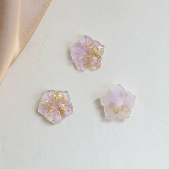 Jewelry Earrings Hair Accessories Resin Handmade With Gold Foil Inlaid Sweet Fresh Fairy Flower Pattern