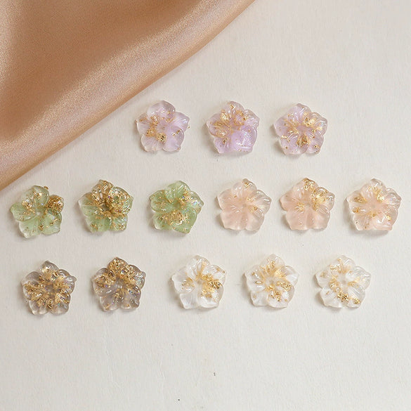 Jewelry Earrings Hair Accessories Resin Handmade With Gold Foil Inlaid Sweet Fresh Fairy Flower Pattern