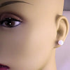 Jewelry Earrings Round White Opal Brass Electrical White Steel Geometric Electroplating For Women