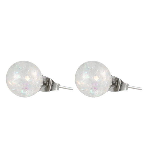 Jewelry Earrings Round White Opal Brass Electrical White Steel Geometric Electroplating For Women