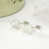 Jewelry Earrings Round White Opal Brass Electrical White Steel Geometric Electroplating For Women