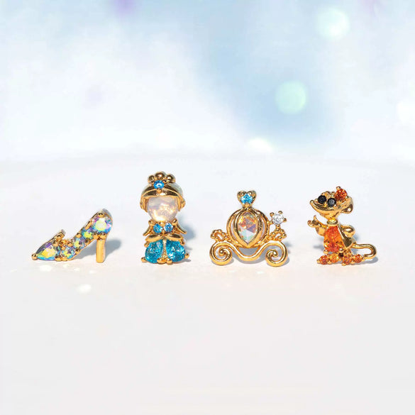 Jewelry Earrings Set Fairy Tale Cartoon Cute Crystal Shoes Style Zircon Copper