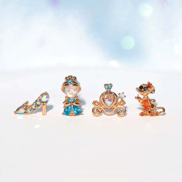 Jewelry Earrings Set Fairy Tale Cartoon Cute Crystal Shoes Style Zircon Copper