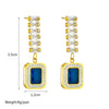 Jewelry Earrings Square Sapphire Diamondembedded Titanium Steel Geometric Electroplated Women's Light Luxury Highend Allmatch