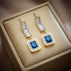 Jewelry Earrings Square Sapphire Diamondembedded Titanium Steel Geometric Electroplated Women's Light Luxury Highend Allmatch