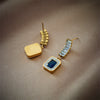 Jewelry Earrings Square Sapphire Diamondembedded Titanium Steel Geometric Electroplated Women's Light Luxury Highend Allmatch