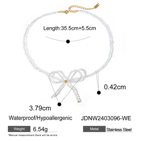 Jewelry Earrings Stainless Steel Bow Pearl Electroplated Light Luxury Women