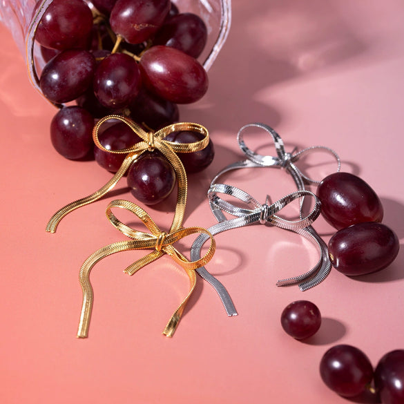 Jewelry Earrings Stainless Steel Bow Style Electroplated