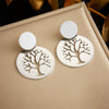 Jewelry Earrings Stainless Steel Fashion Geometric Hollow Gold Plated Round Life Tree Pendant