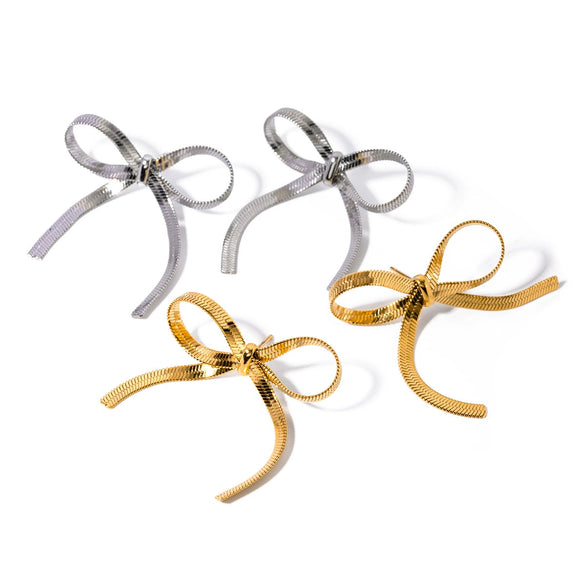 Jewelry Earrings Stainless Steel 18K Gold Geometric Bow Snake Chain Electroplating Style