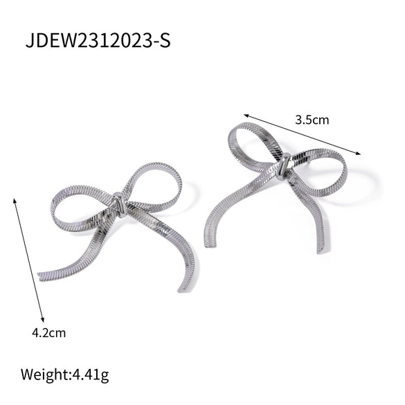 Jewelry Earrings Stainless Steel 18K Gold Geometric Bow Snake Chain Electroplating Style