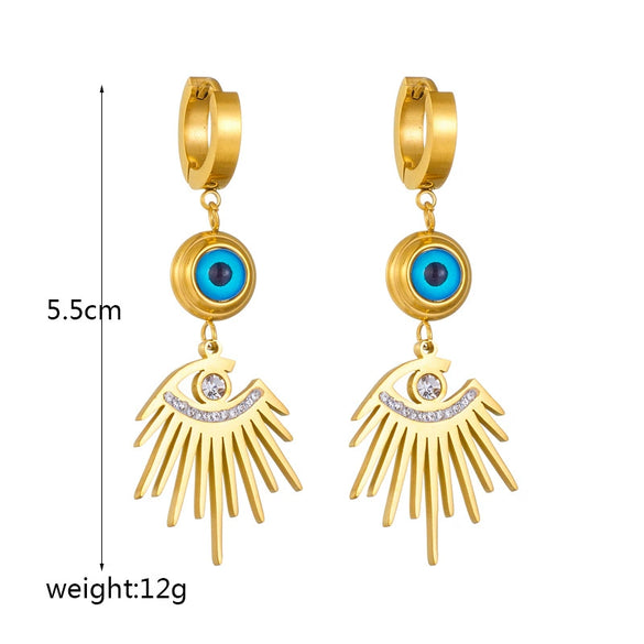 Jewelry Earrings Stainless Steel Retro Fashion Blue Glasses Diamond Tassel Pendant Electroplated