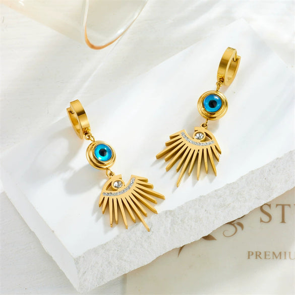 Jewelry Earrings Stainless Steel Retro Fashion Blue Glasses Diamond Tassel Pendant Electroplated