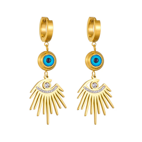 Jewelry Earrings Stainless Steel Retro Fashion Blue Glasses Diamond Tassel Pendant Electroplated