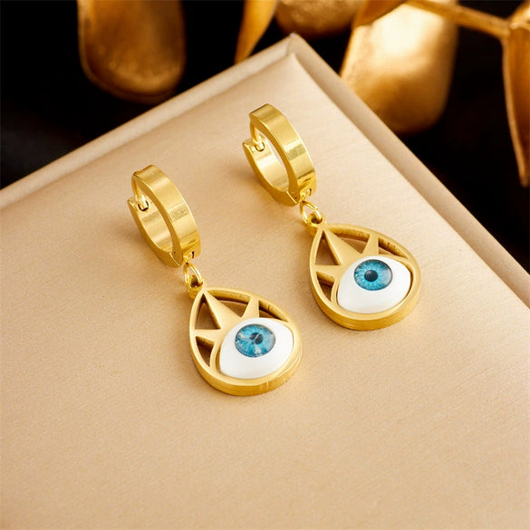 Jewelry Earrings Titanium Steel Geometric Devil's Eye Electroplating Creative Retro Fashion