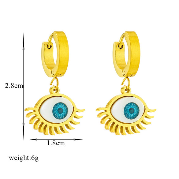 Jewelry Earrings Titanium Steel Geometric Devil's Eye Electroplating Creative Retro Fashion