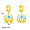 Jewelry Earrings Titanium Steel Geometric Oval Blue Eye Tassel Electroplated For Women
