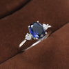 Jewelry Eggshaped Copper Ring With Geometric Style And Imitation Blue Gem For Women