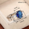 Jewelry Eggshaped Copper Ring With Geometric Style And Imitation Blue Gem For Women