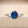Jewelry Eggshaped Copper Ring With Geometric Style And Imitation Blue Gem For Women