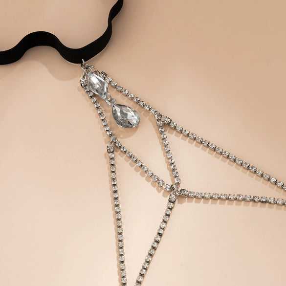 Jewelry Elastic Belt Thigh Chain Leg Ring With Alloy Inlaid Artificial Gemstones And Semiprecious Stones Geometric Pattern For Women