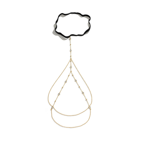 Jewelry Elastic Belt Thigh Chain Leg Ring With Alloy Inlaid Artificial Gemstones Semiprecious Stones And Geometric Pattern