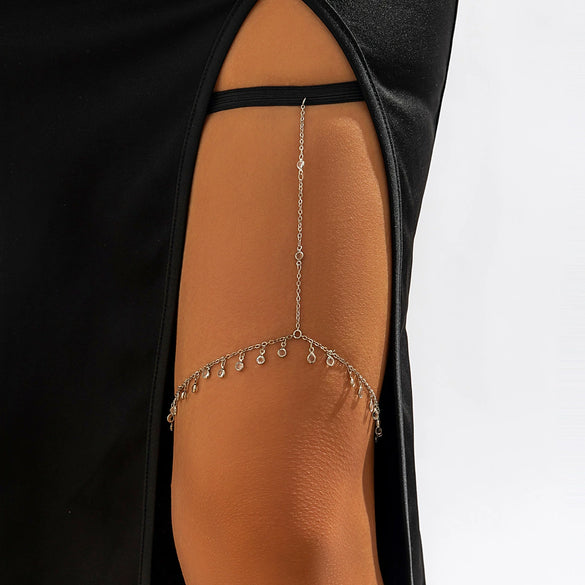 Jewelry Elastic Belt Thigh Chain Leg Ring With Alloy Inlaid Artificial Gemstones Semiprecious Stones And Geometric Pattern