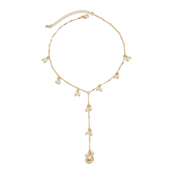 Jewelry Elegant Imitation Pearl Beaded Geometric Ball Chain Metal Clavicle Chain With Plastic Pendant Electroplated