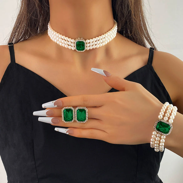 Jewelry Elegant Multilayer Imitation Pearl Necklace With Love Water Drop Bell Pattern Artificial Crystal Pendant For Women