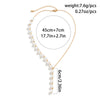 Jewelry Elegant Retro Asymmetric Imitation Pearl Tassel Heartshaped Alloy Geometric Electroplated Necklace For Women