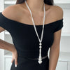 Jewelry Elegant Tassel Imitation Pearl And Imitation Crystal Necklace Geometric Style Electroplated