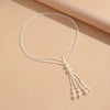 Jewelry Elegant Tassel Imitation Pearl And Imitation Crystal Necklace Geometric Style Electroplated